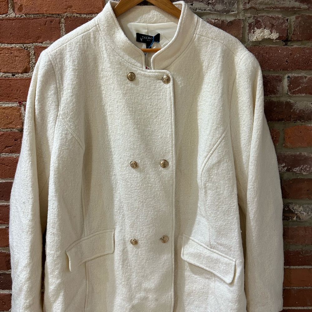 Talbots Cream Teddy Jacket with Gold Buttons